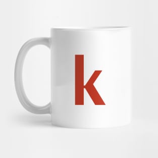 Letter k in Red Text Minimal Typography Mug